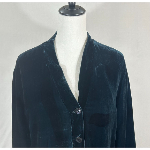 Chicos Jacket Large 2 Blue Butterfly Velvet Silk Blend Anniversary Collection - Picture 3 of 14